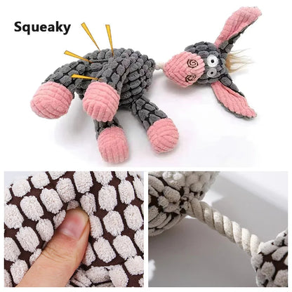 Plush Squeaky Corduroy Dog Toy – Bite-Resistant Chew Toy