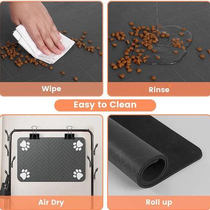 Waterproof Quick-Dry Pet Food Mat for Dogs & Cats