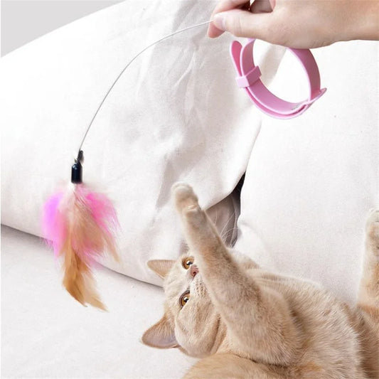 Interactive Cat Feather Teaser Stick with Bell