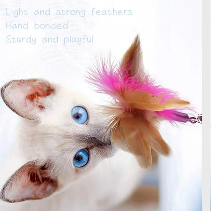 Interactive Cat Feather Teaser Stick with Bell