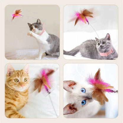 Interactive Cat Feather Teaser Stick with Bell