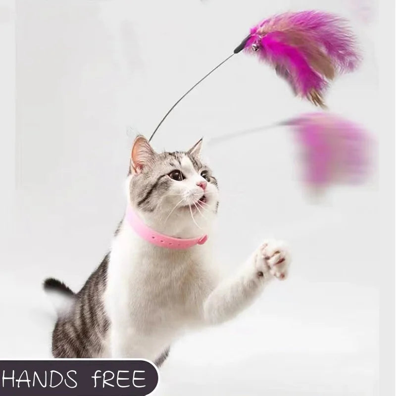 Interactive Cat Feather Teaser Stick with Bell