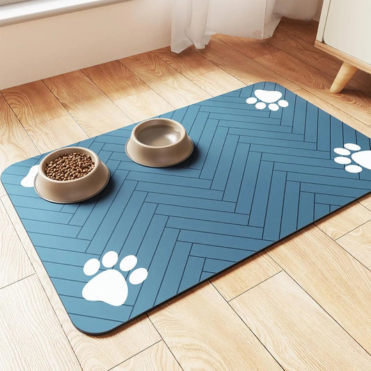 Waterproof Quick-Dry Pet Food Mat for Dogs & Cats