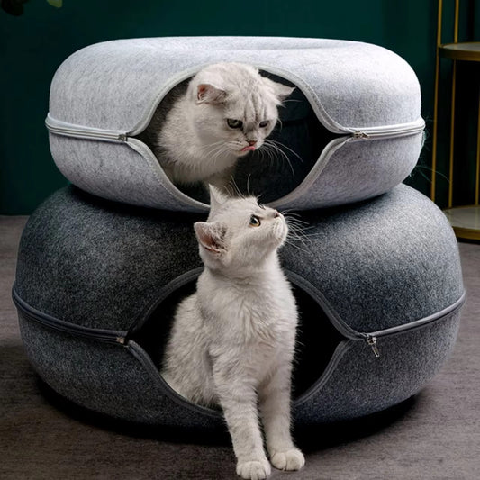 Donut Cat Bed – Interactive Pet Tunnel & Kitten House